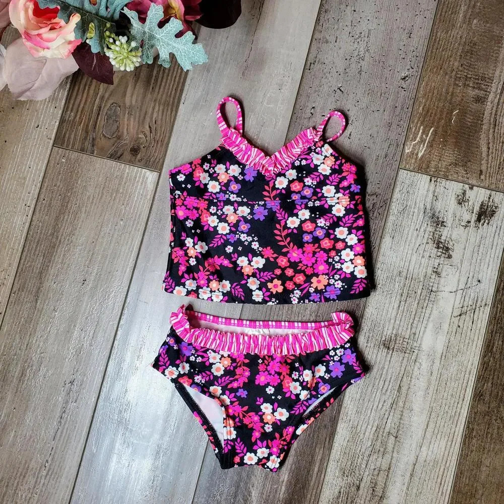 Circo Baby Girl 2 Piece Floral Swimsuit Bathing Suit 6/9 Months NWOT
